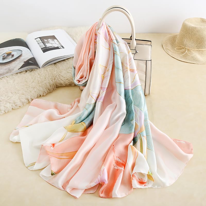Image of Printed Poly Silken feel Scarf Stole for Women | Stylish, Soft, & Lightweight | Satin Feel Neck Scarf, Hair Scarf, Head Scarf for Women