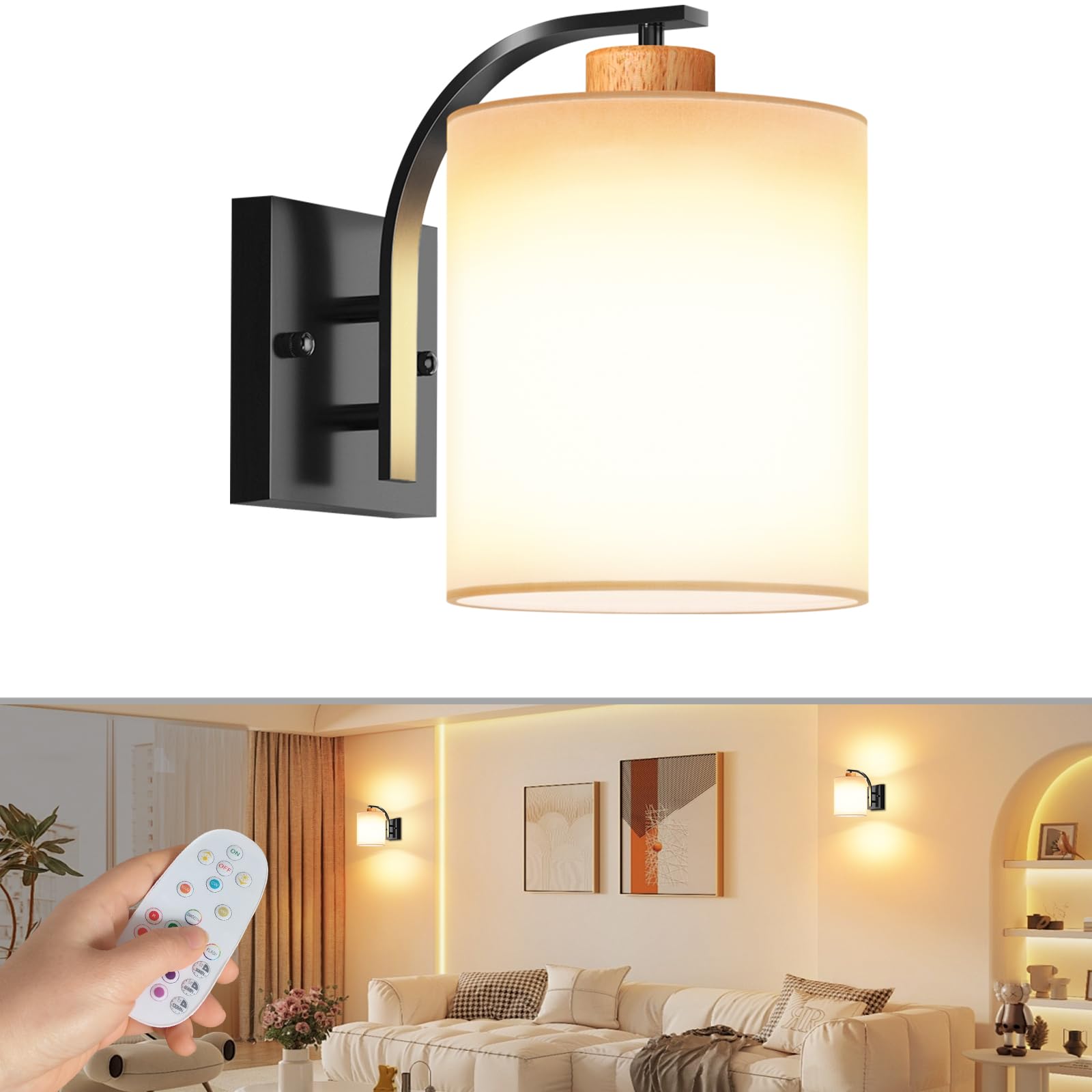 16 Color RGB Wall Sconce Jantolumi Rechargeable Wall Sconces – Set Of 2