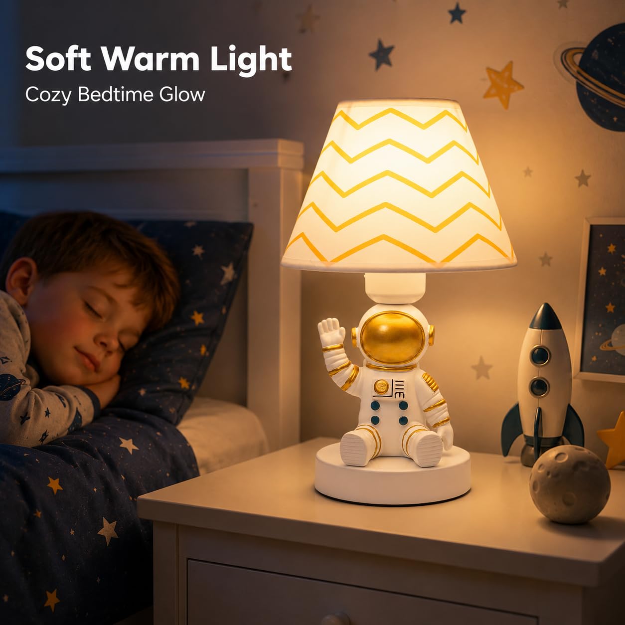 Ecliptix Lámpara de mesa para niños, adorable lámpara de escritorio estilo astronauta de 14 pulgadas, lámpara de mesa para niños, lámpara de noche de astronauta, ideal para decoración de dormitorio de
