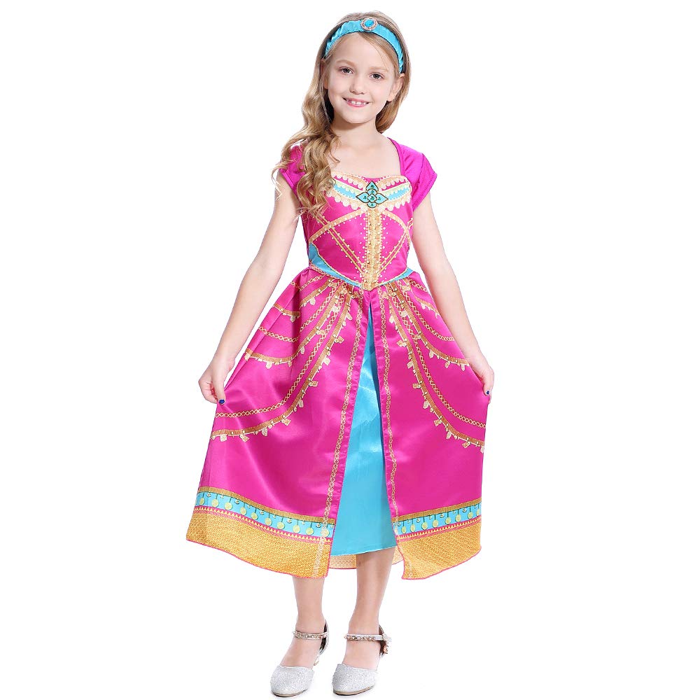 Lito Angels Arabian Princess Fancy Dress Up Hot Pink Costume for Kids Girls Belly Dance Party Outfit Age 3-4 Years, E - Image 4