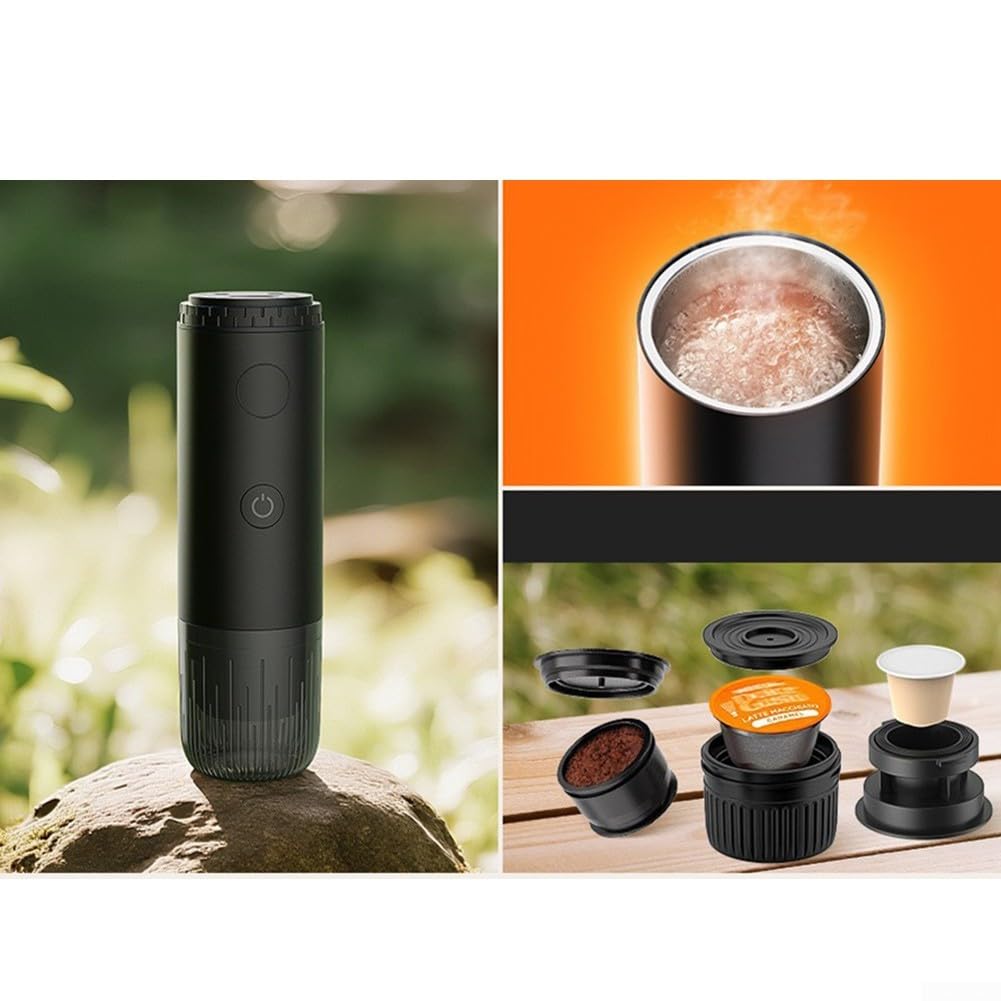 Macchina per caffè espresso portatile con ricarica USB, macchina da caffè elettrica da viaggio, tazza termica per auto, ufficio, campeggio e viaggi d'affari, design compatto per caffè fresco da