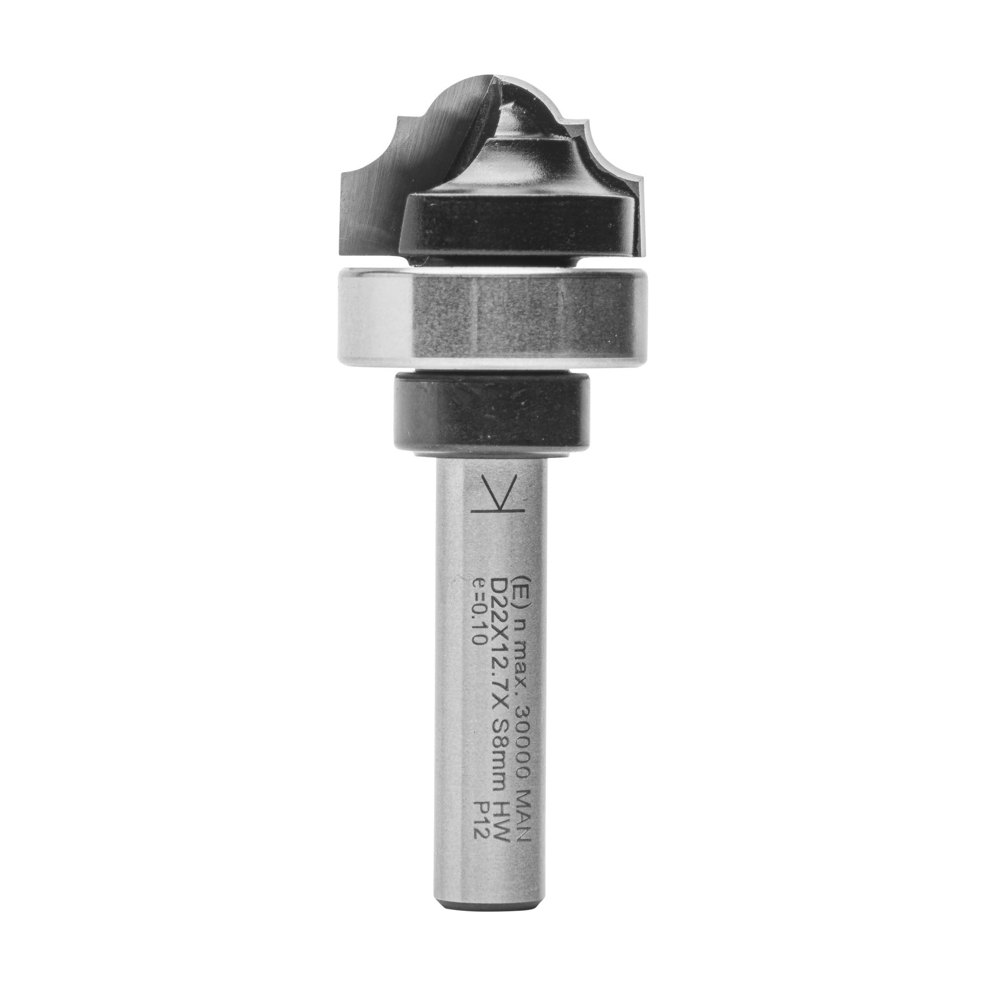 ENT 12980 Frez klasyczny w wegliku, trzpien (S) 8 mm, srednica (D) 22 mm, NL 12,7 mm, R1 4 mm, R2 5,5 mm, SL 32 mm, z lozyskiem kulkowym
