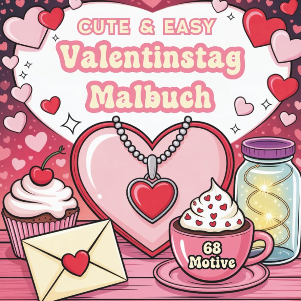 Cute & Easy Valentinstag Malbuch: Süße, niedliche Designs zum entspannten Ausmalen