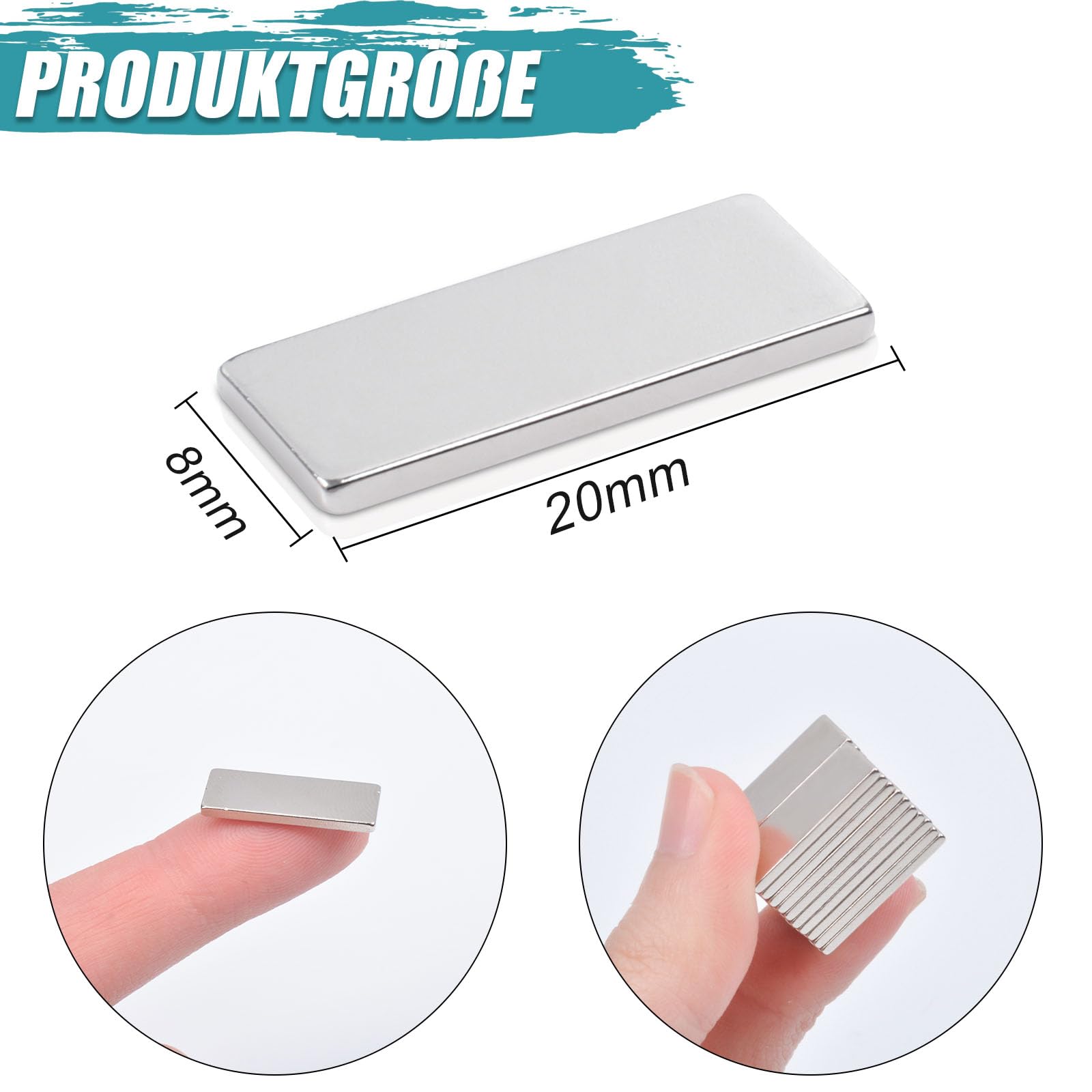40 sztuk mocnych magnesów 20x8x1,5 mm, mini magnesy neodymowe, bardzo mocne, prostokątne, do tablicy magnetycznej, tablicy do przypinania, szafy kuchennej, białej tablicy, tablicy magnetycznej
