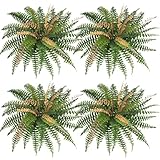 Dremisland Artificial Ferns for Outdoors, Set of 4 Bouquets 36' Diam Large Fake Ferns Potted or Hanging Artificial Boston Fern | Fake Plant Shrubs for Home Garden Porch Farmhouse Decor (36' Diam-4PCS)