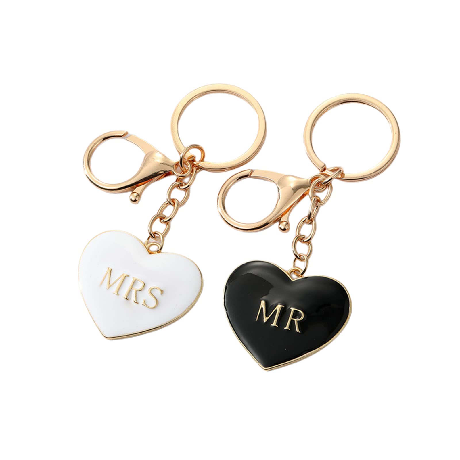 SINGOMON 2PCS Mr and Mrs Heart Key Chain Couple Wedding Engagement