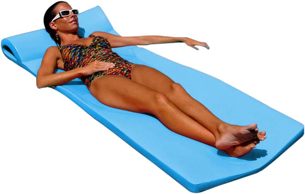 TRC Recreation Sunsation 70 Inch Full Size Foam Raft Lounger Swimming Pool Float with Pillow Headrest for Pool or Lake, Bahama Blue : Toys & Games