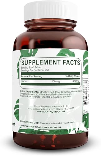 Miniatura 2 de Natural Nutra liberación de tiempo lenta niacina 500 mg vitamina B3 con ácido nicotínico suplemento de colesterol producción de energía promueve la