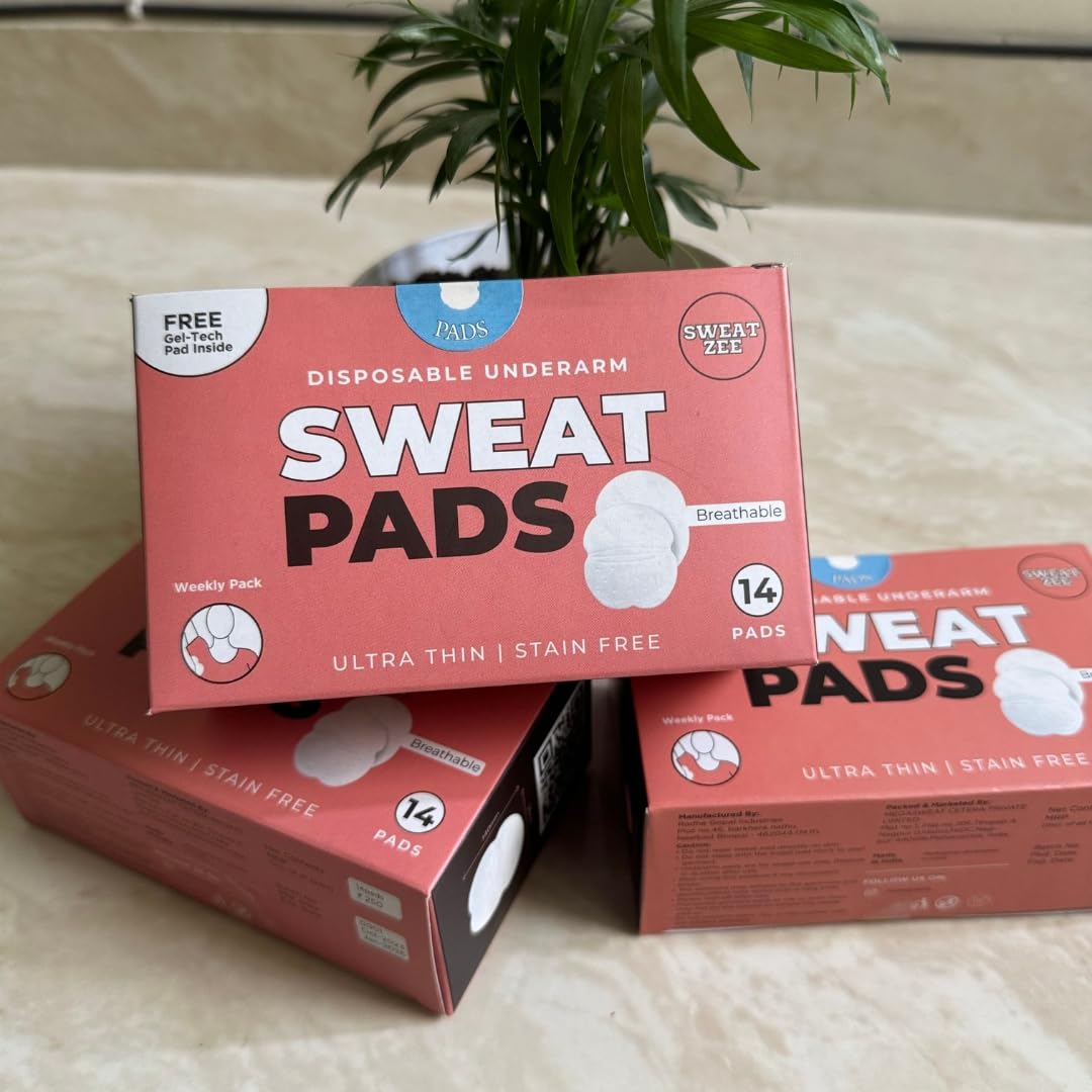 SweatZee Disposable Underarm Sweat Pads for Men and Women | Prevents Stains | Absorbs Sweat & Unpleasant Odour | Breathable | Prevents Stains (42) 1