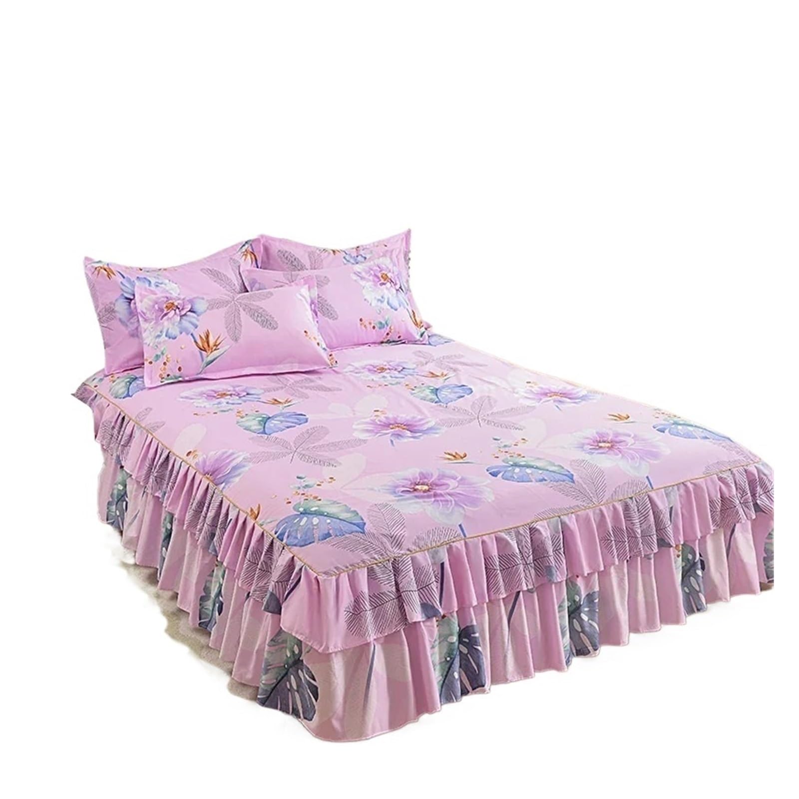 Ruffle Skirt Bedspread Home Textile Printed Bed Bedroom Coverlets Bedspreads Sheets Cover Bedding For use in the bedroom(Color-09,150x200x40cm)