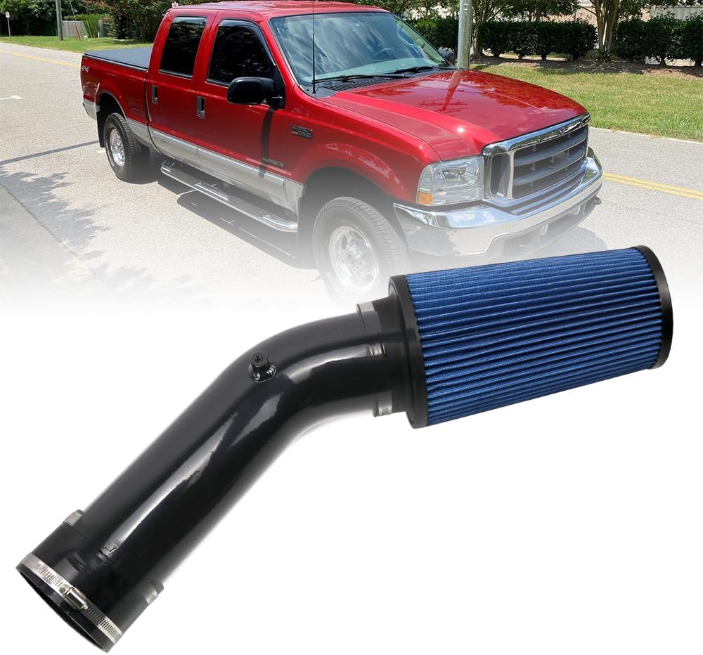 RULLINE 4" Air Intake System Air Intake Pipe with Oiled Filter Compatible with Ford F250 F350 F450 6.4L Powerstroke Diesel 2008-2010 Red