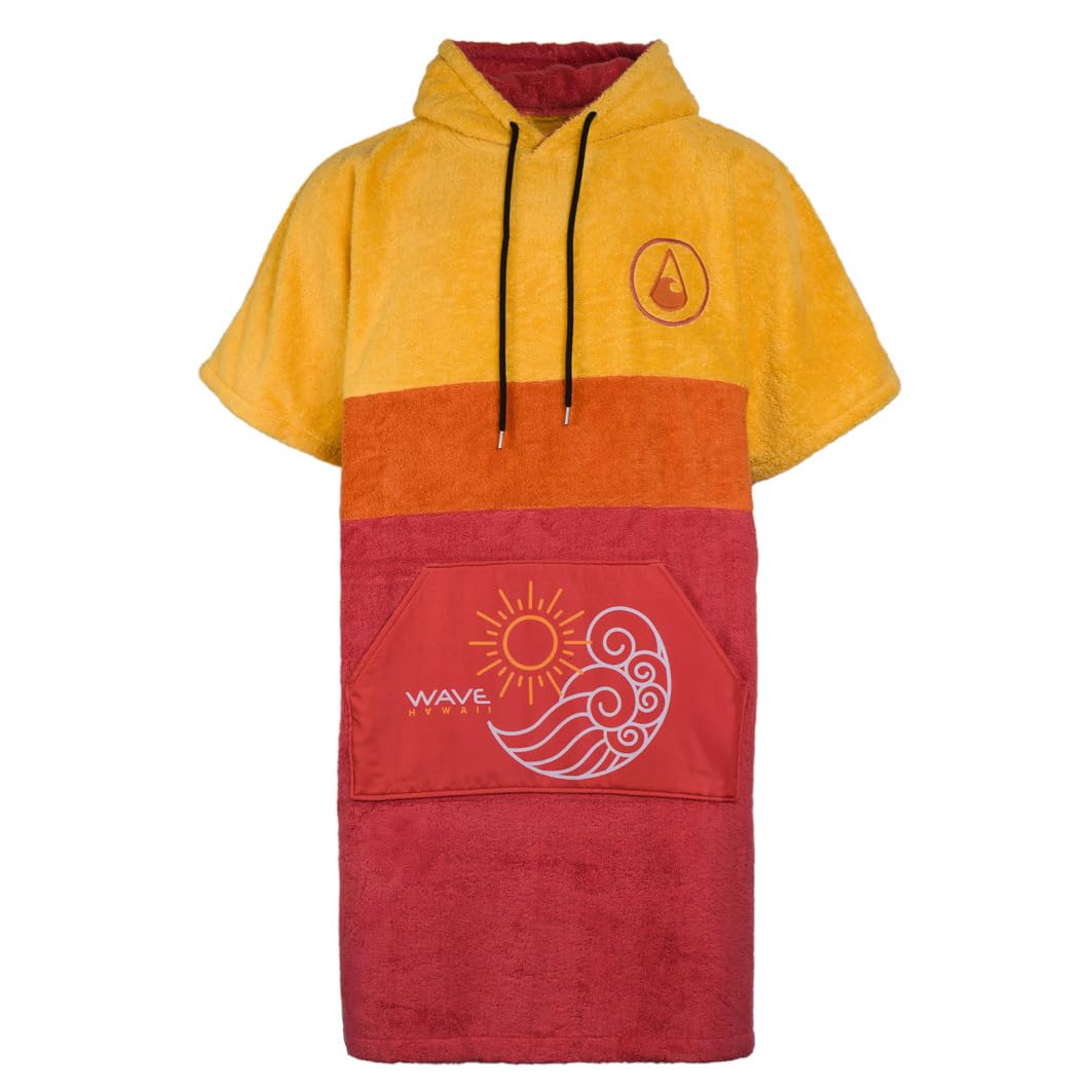 WAVE HAWAII Poncho da surf per corpi da 170 – 200 cm, 100% cotone ecologico, in velluto, per nuoto, spiaggia, surf, poncho da doccia, per adulti