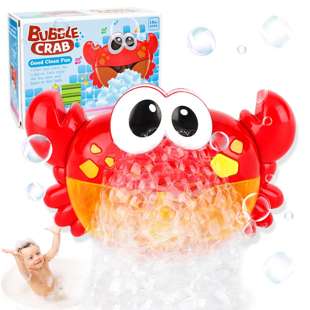 Automatic Crab Bubble Maker Bath, Baby Bath Toys, Blows Bubbles and Plays 24 Children’s Songs, Fun Bathtub Toys, Birthday Gifts for Girl Boys Toy Age 3+