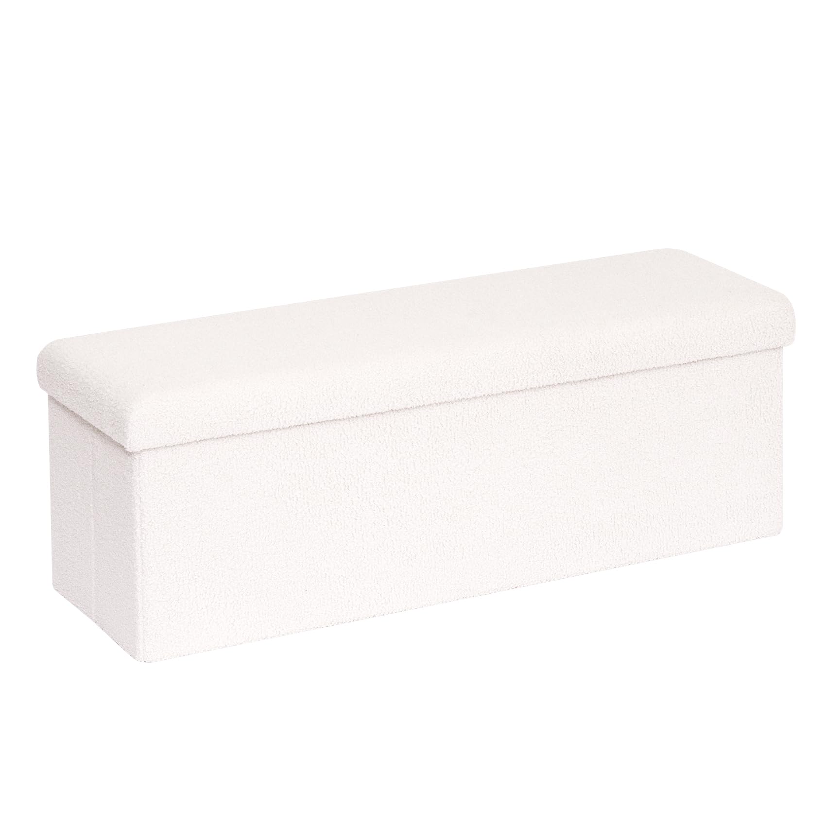 Bonlife Bouclé Sitzhocker mit Stauraum, Kleine klappbare Sitztruhe, Aufbewahrungsbox, Fußbank,Blüten,Wohnzimmer
