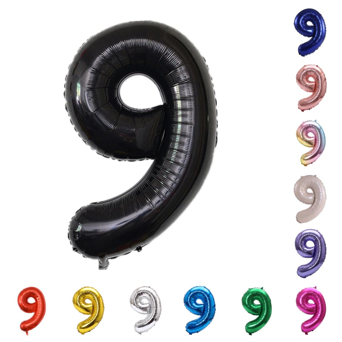 YPSelected 32 Inch Large Foil Helium Number Balloon Birthday Wedding Party 0-9 (Black, 9)