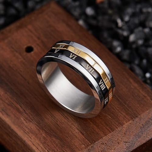 Miniatura 2 de King Will 6mm 7mm 8mm Silver Black Stainless Steel Ring Spinner Ring Anxiety Relief Wedding Ring For Men Women Forest Elk Deer FamilyMoon StarSkull