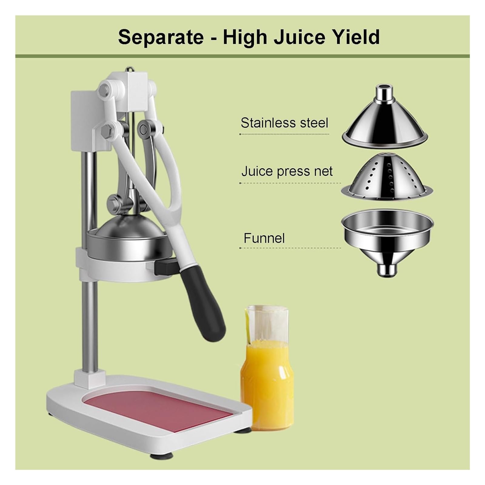 Cast Iron Citrus Juicer, Commercial Juicer Machine With Cast Iron Base & Suction Cup Foot For Lemon Orange Tomato Watermelon Juice(Green)