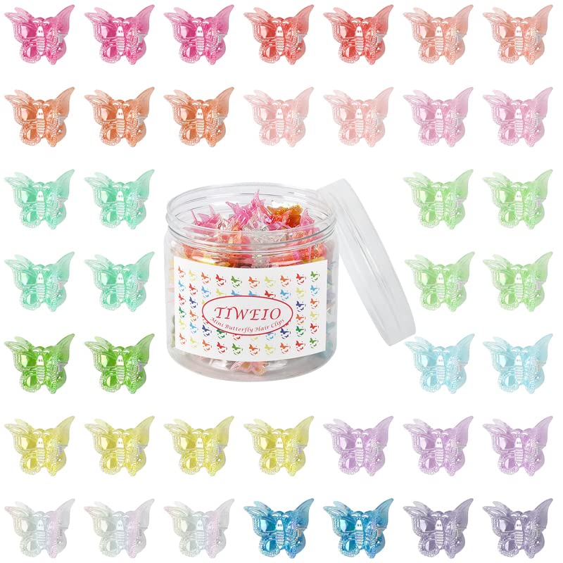 Tiweio Hair Clip, 50Pcs Butterfly Hair Clips, Mini Hair Clips for Hair, Hair Claw Clips Cute Hair Accessories, 15 Assorted Colors, With Box Package