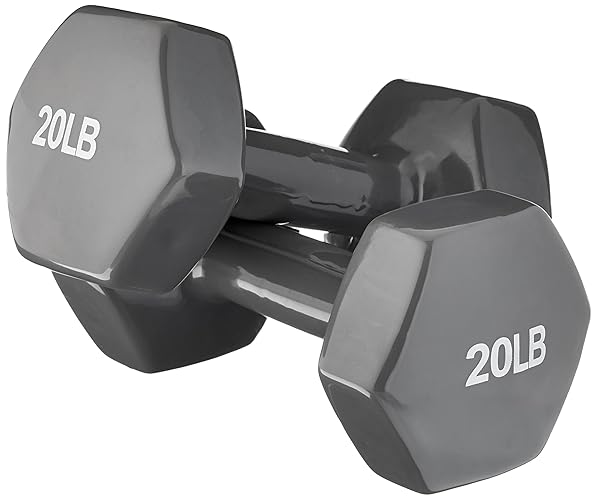 Amazon Basics Vinyl Coated Dumbbell Hand Weights - 20 Pounds, Pair