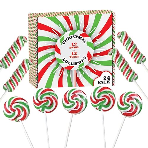 Paletas de caramelo de Navidad  24 ventosas navideñas envueltas individualmente a granel  Swirl y Twisty Pops