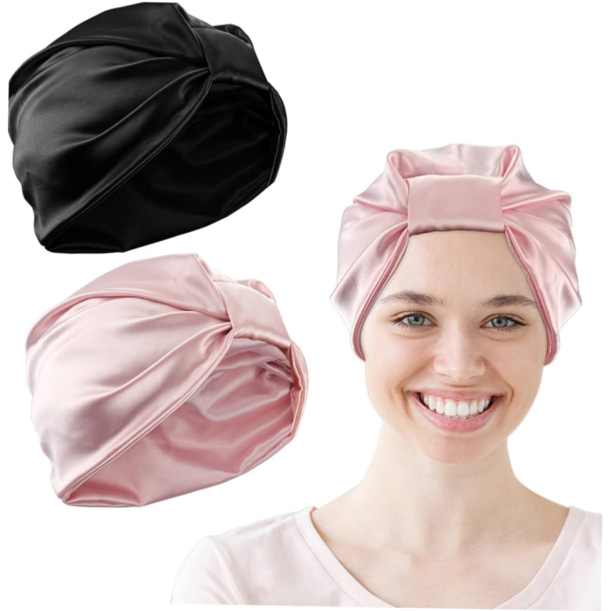 Beavorty 4 Pz Berretto chemioterapico in seta cappelli da doccia cuffia da doccia in seta cuffia per doccia tappo per doccia cuffie da doccia berretti da notte in raso dormire bevande donna