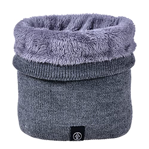 Winter Halsschlauch Herren Ski,Schlauchschal Halstuch Halswärmer Gesichtsschal Fleece Loop Schal Männer Frauen Warm Dick Loopschal Nackenwärmer Winddichte Strickschal für Fahrrad Motorrad (grau) Cover