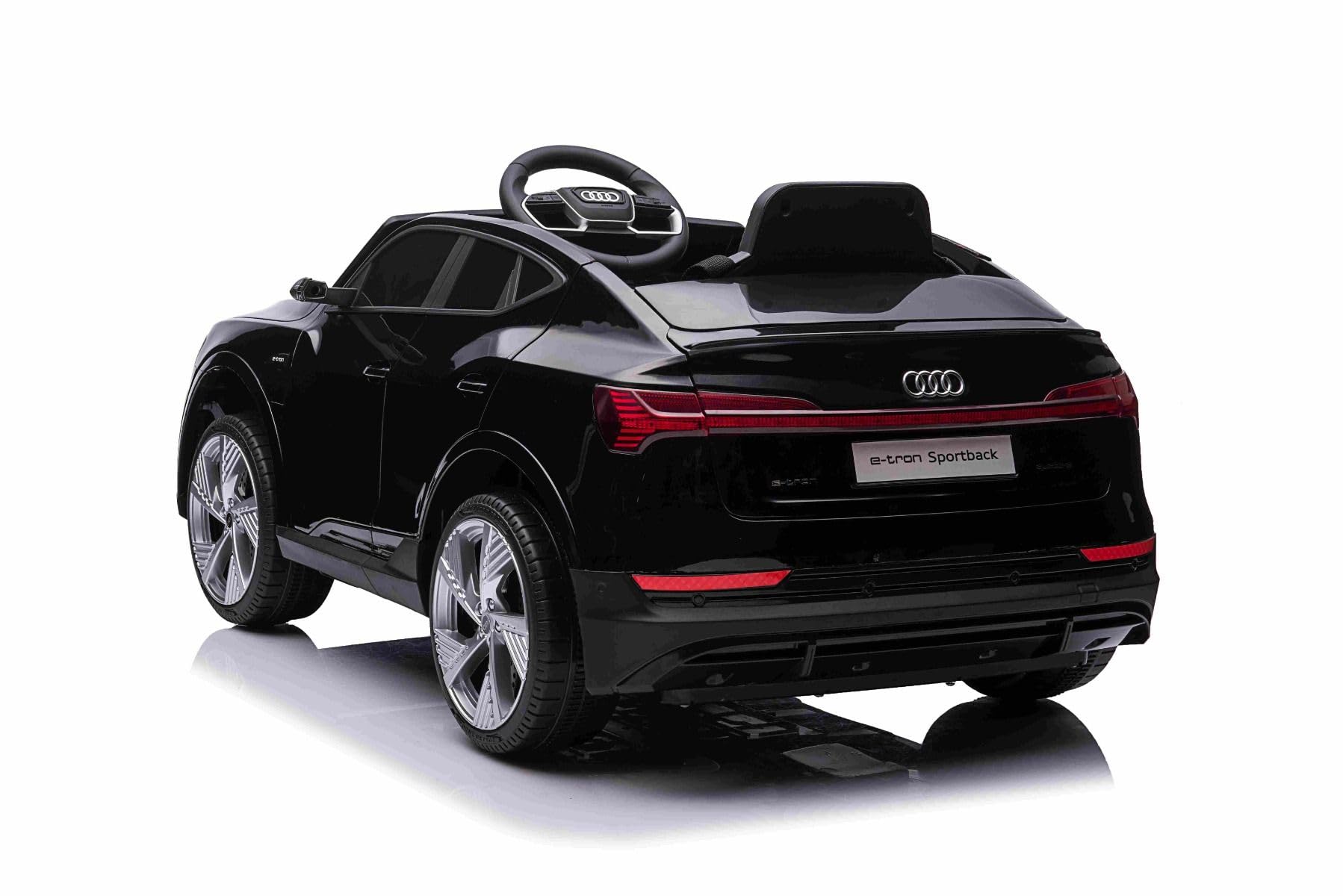 Samochód elektryczny dla dzieci, 12 V, Audi E-tron Sportback, czarny, samochód elektryczny 2,4 GHz, pilot zdalnego sterowania, USB/AUX/MP3, bateria litowa, oświetlenie LED, silnik 2 x 25