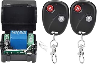 433MHz Portable RF Relay Remote Control Switch Receiver and Transmitter,DC12V 10A One Channel Relay RF Portable Remote Control 2 Receivers Momentary Switch(2 Remote Controls)