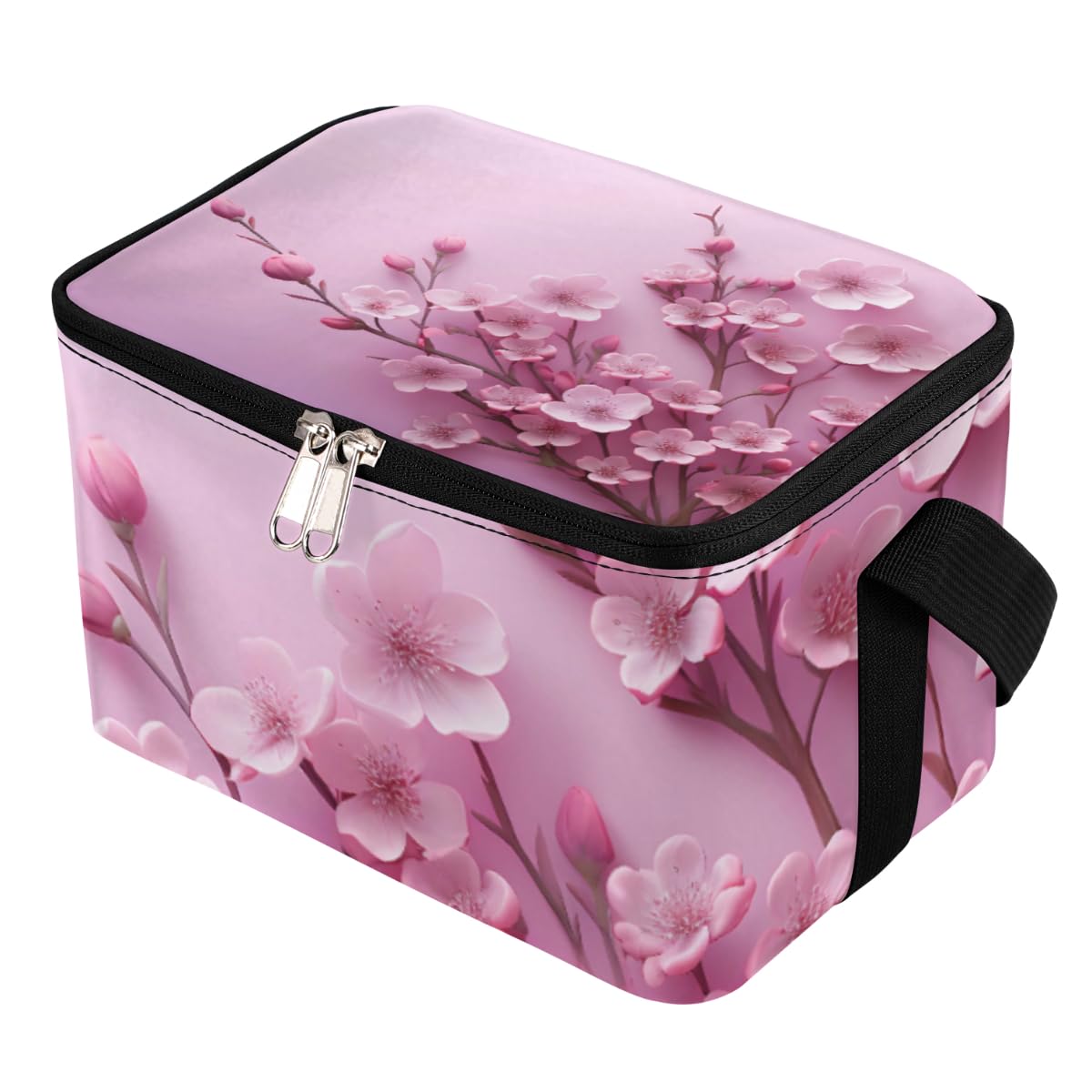 GzLeyigou Lunch Bags for Women Men 9 Cans,Peach Blossom Hot & Cold Food Delivery Bag Insulated Grocery Bag Insulated Lunch Box Flowers Cooler Bag for Office Work Picnic Beach