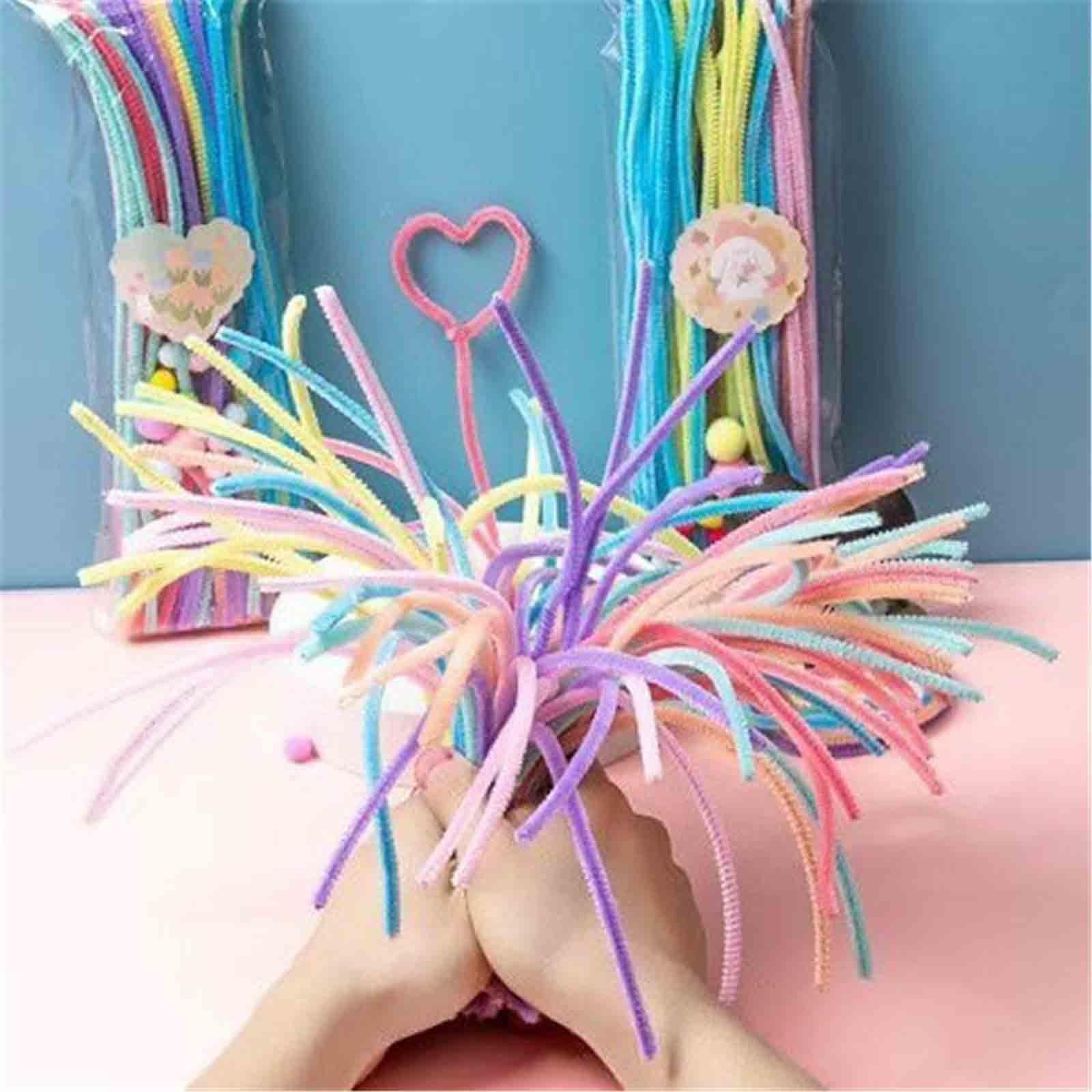 Pfeifenreiniger für Bastelarbeiten, Mehrfarbiges Chenille-Stielpaket for Basteln(Gradient Pink-1500pcs)