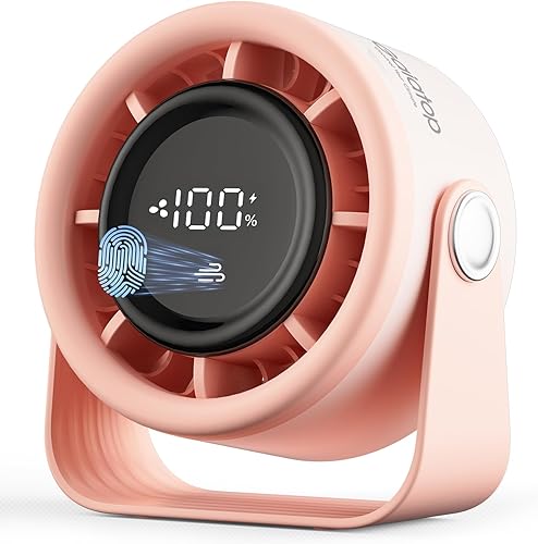 Gaiatop Ventilador de escritorio pequeño recargable, ventilador personal de 5 pulgadas, batería de 4000 mAh, pantalla LED de control táctil,