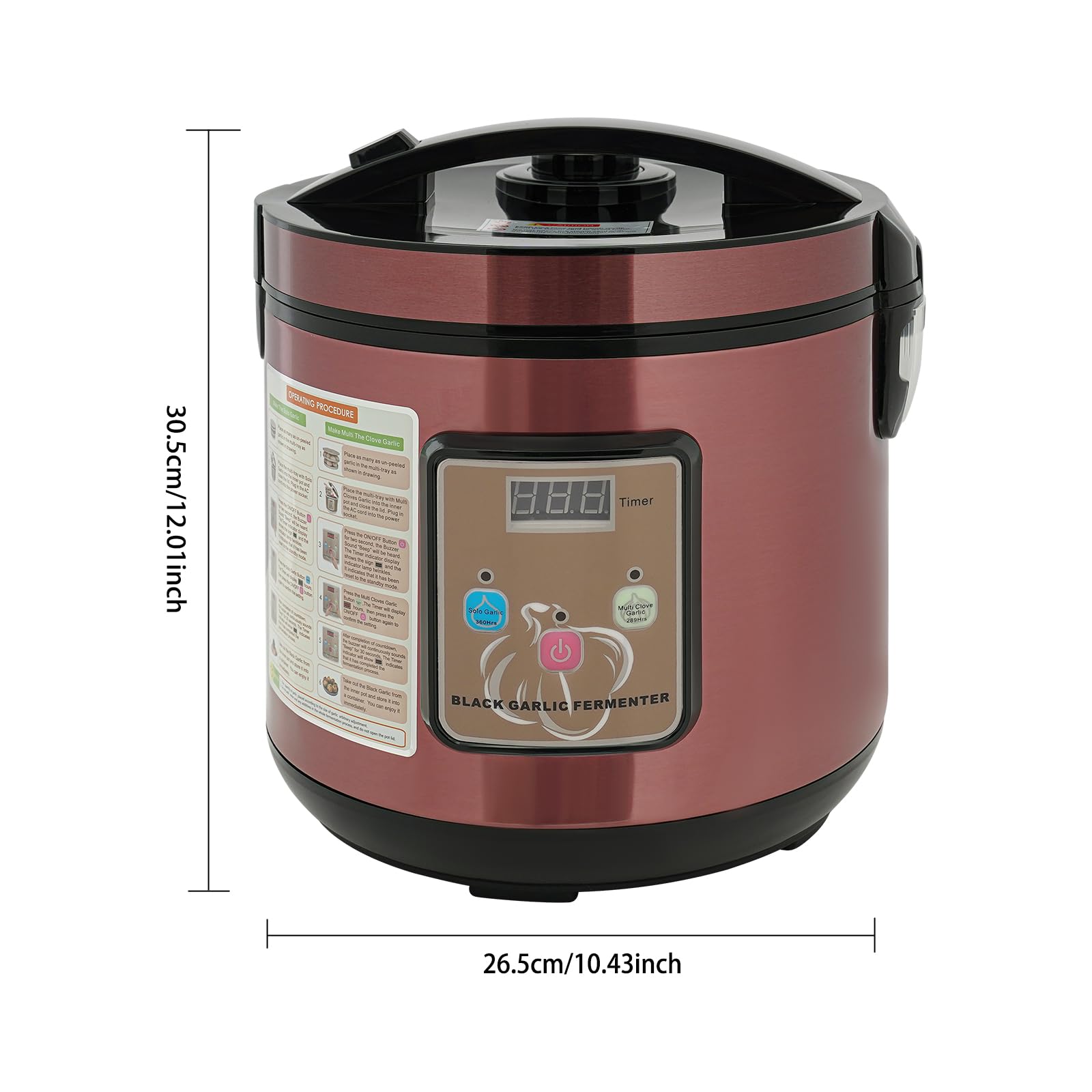Automatischer Knoblauchfermenter Schwarzer Knoblauch Professioneller Fermenter 5L für Joghurt Natto und Kimchi mit intelligentem Temperaturprogramm 50-85°C