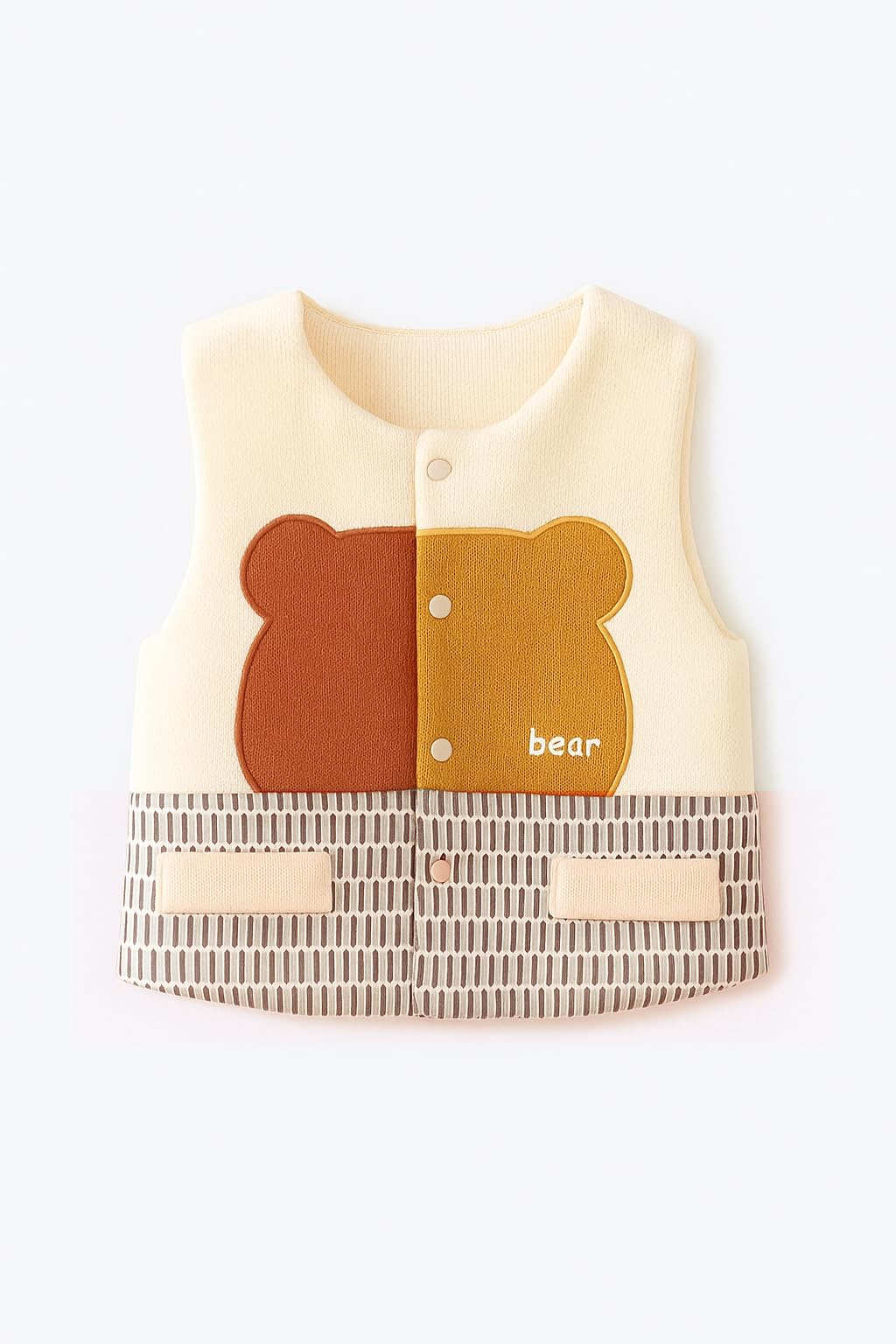 Bold N Elegant Baby Boy Girl Warm Fleece Sleeveless Winter Baby Jacket Thermal Coat with Good Luck Elephant Applique (Blue, 6-12 Months)
