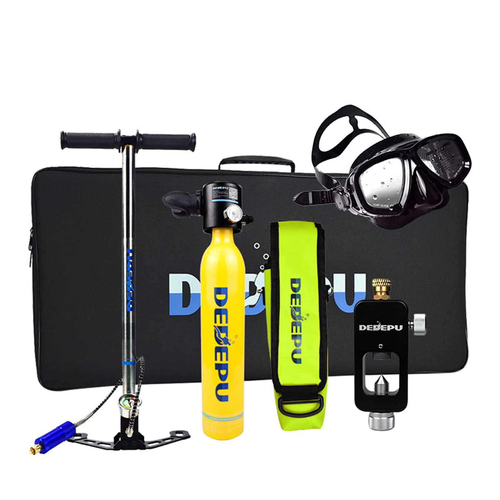 DEDEPU S3000 Diving Tank Equipment,Mini Scuba Cylinder High Pressure Air Pump with 8-15 Minutes Scuba Tank Refill Adapter for Underwater Diving Breathe Training (Yellow)
