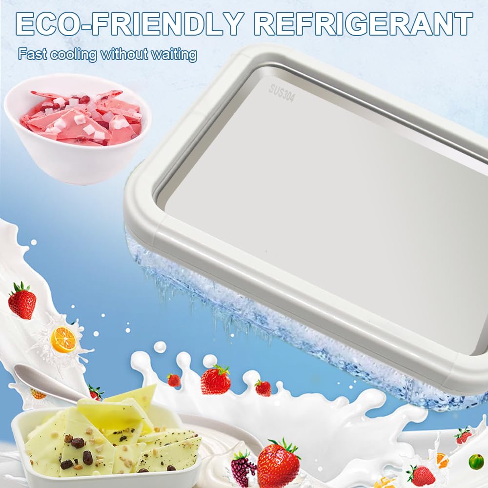 Teglia per gelato fai da te, macchina per gelato, rotolo di gelato istantaneo con 2 spatole, frullatore in acciaio inox