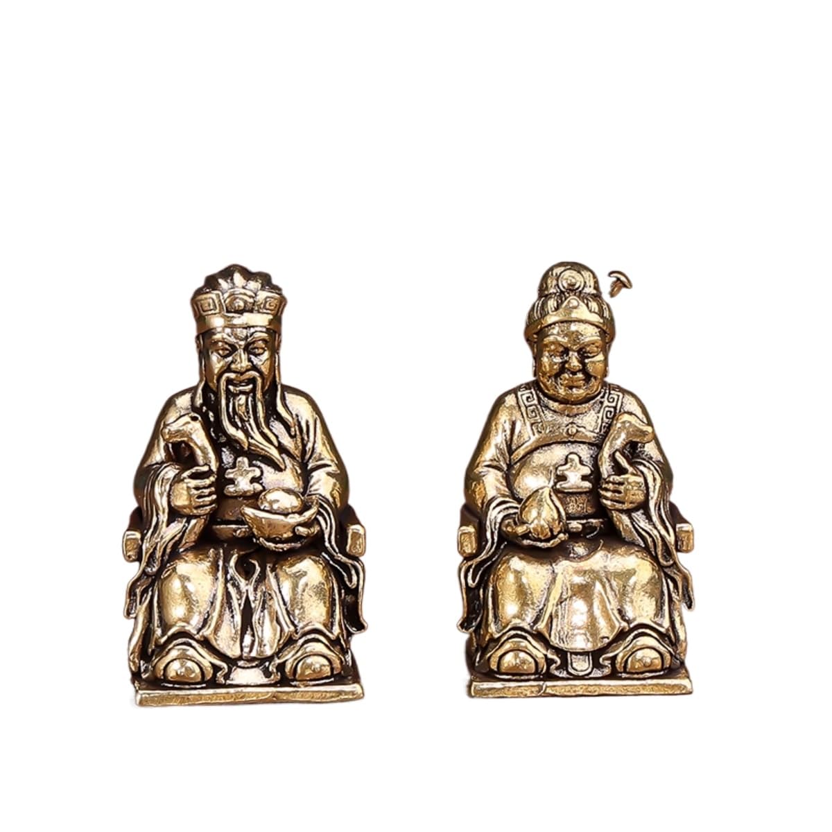 AOTTSD Feng Shui Brass Land & Goddess Statues, Traditional Chinese Decor