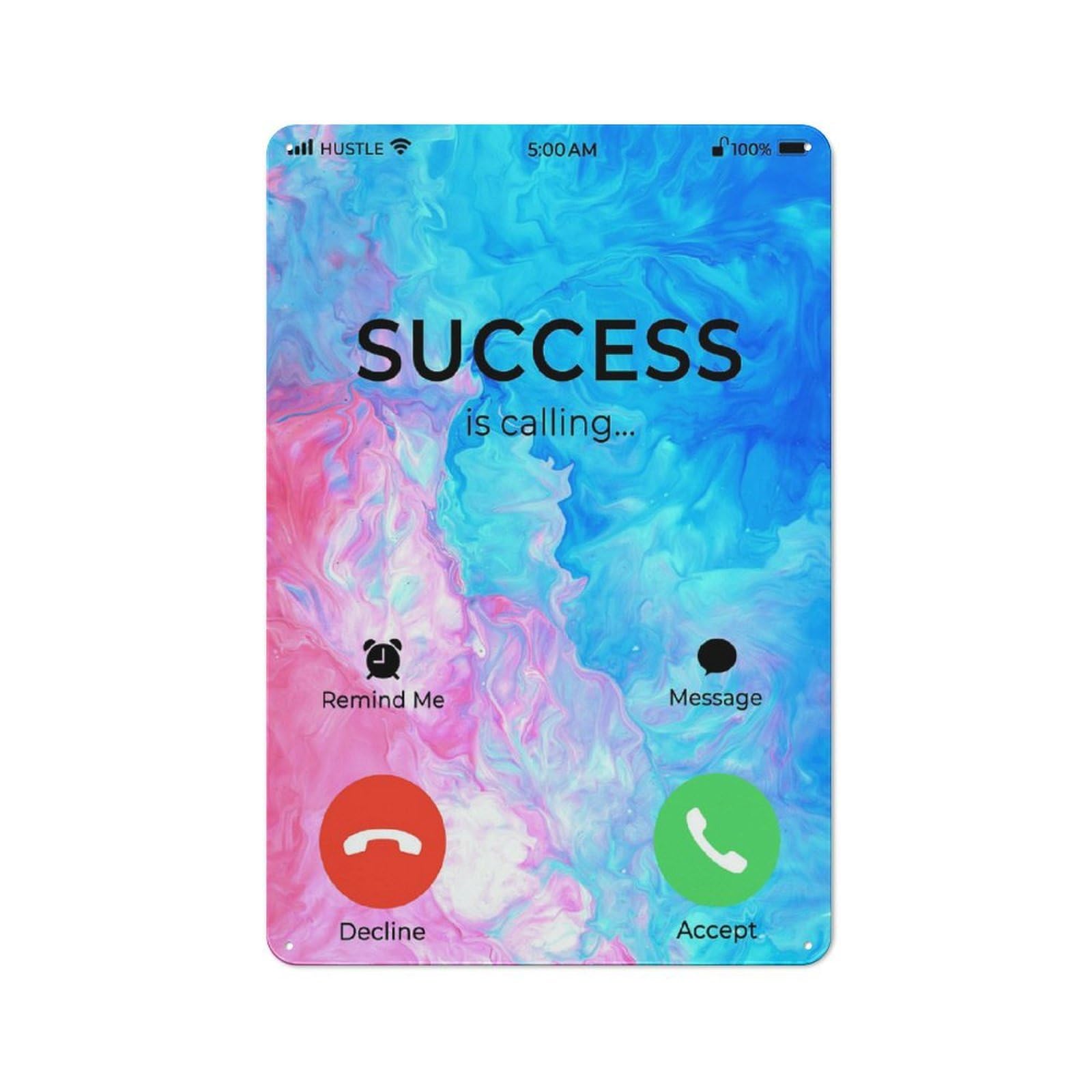 Junmoney Style-23 Tin Wall Plaque 30X20cm With Answer Success Is Calling For Garage Wall, Suited To People Furnishing A Garage
