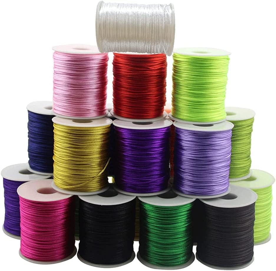 Miniatura 3 de Cuerda de cuerda para pulsera de 0.069 pulgadas, cuerda de hilo trenzado de cuentas de 109 yardas, cuerda de nailon para pulseras de macramé, nudos