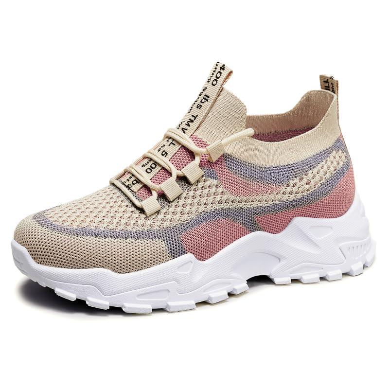 Women's Spring Woven Mesh Shoes – Soft Sole, Breathable & Lightweight Casual Footwear| 36 | Beige Black-image-34