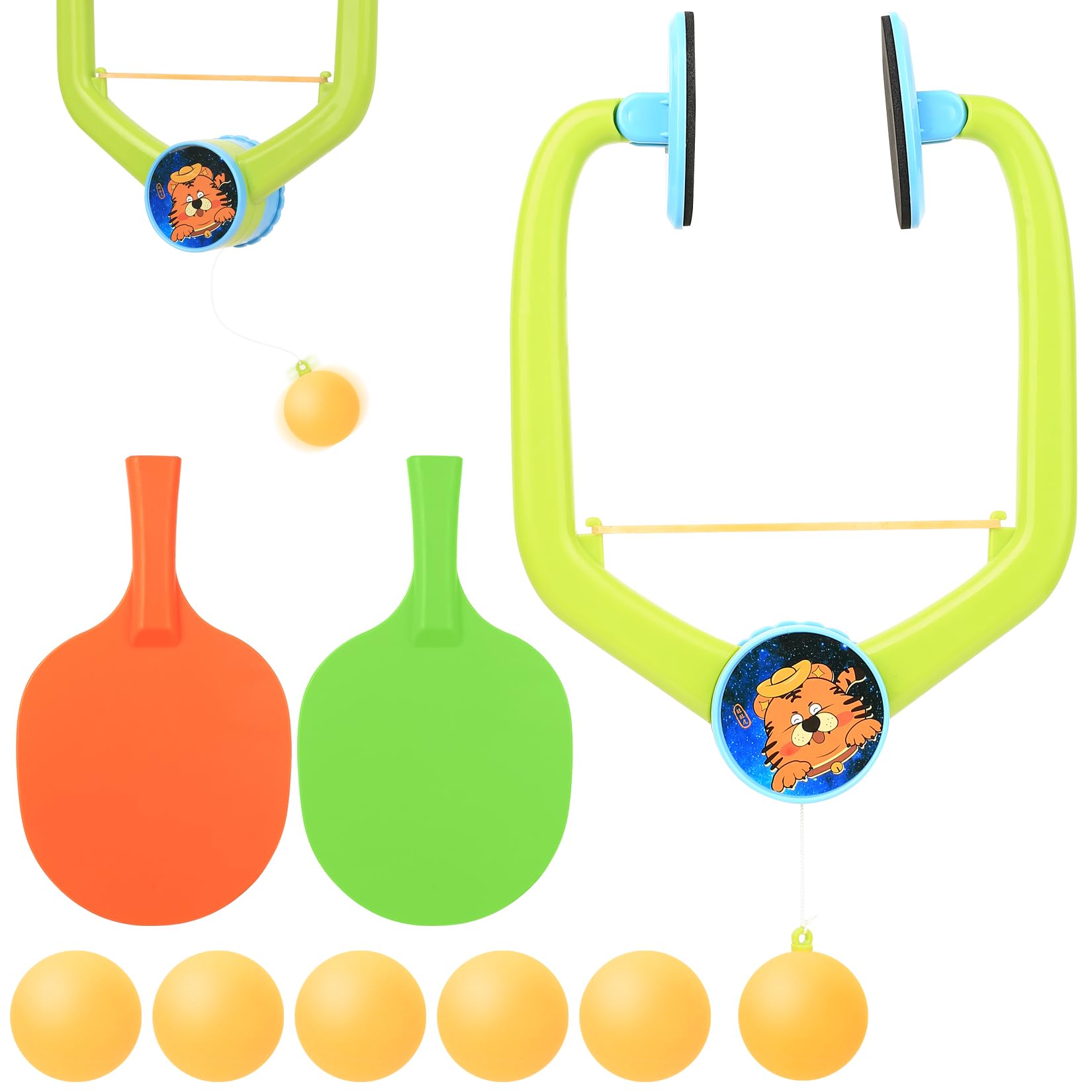 Juego de Ping Pong para Colgar en Puerta, Juego de Ping Pong con Marco Ajustable para Puerta, Entrenador portátil para Practicar y Jugar en Familia, con Palas/Pelotas