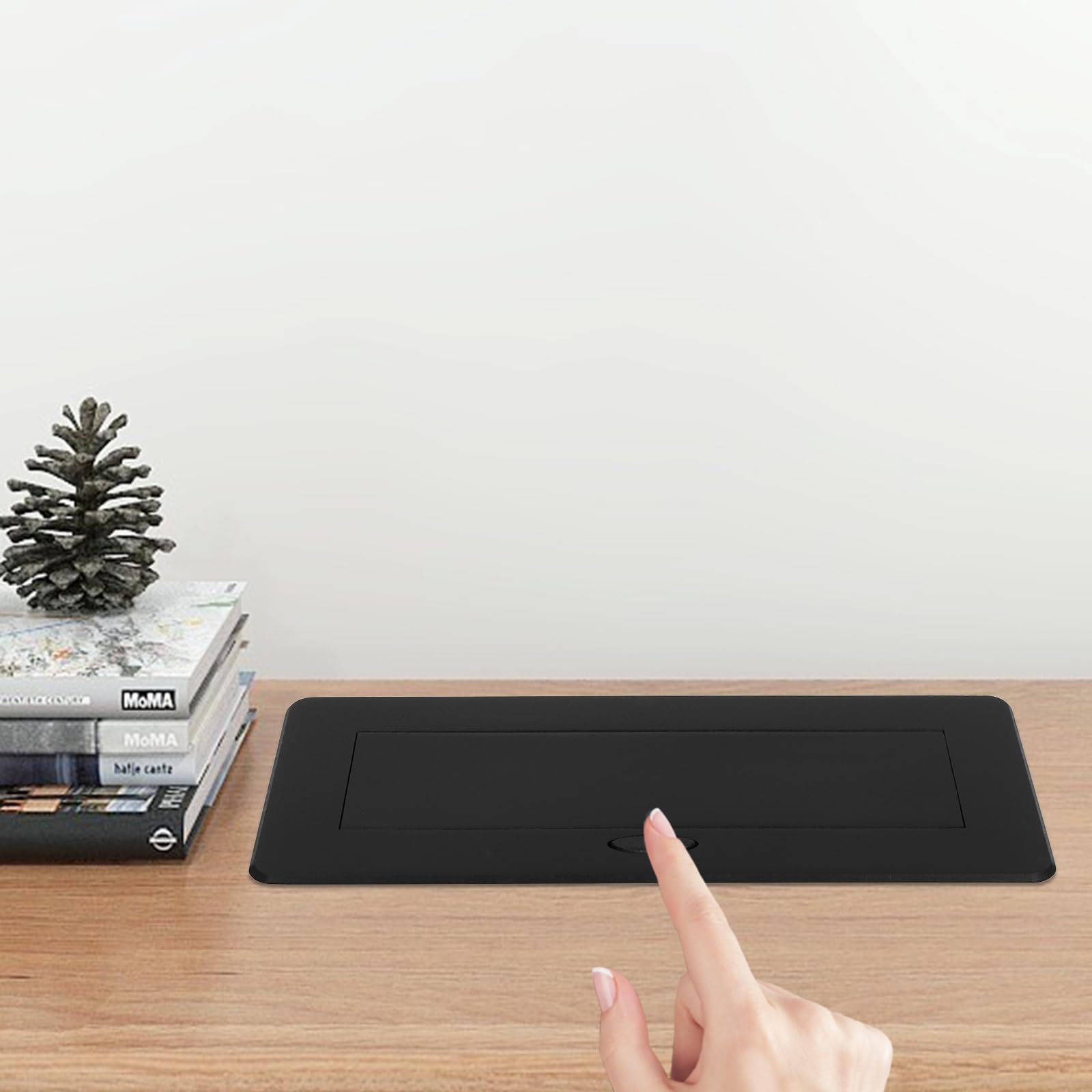 Enchufe empotrable retráctil con 2 puertos USB negro sin cable | Socket Pop Up de mesa, 2 USB y 2 euros, enchufe estándar para encimera