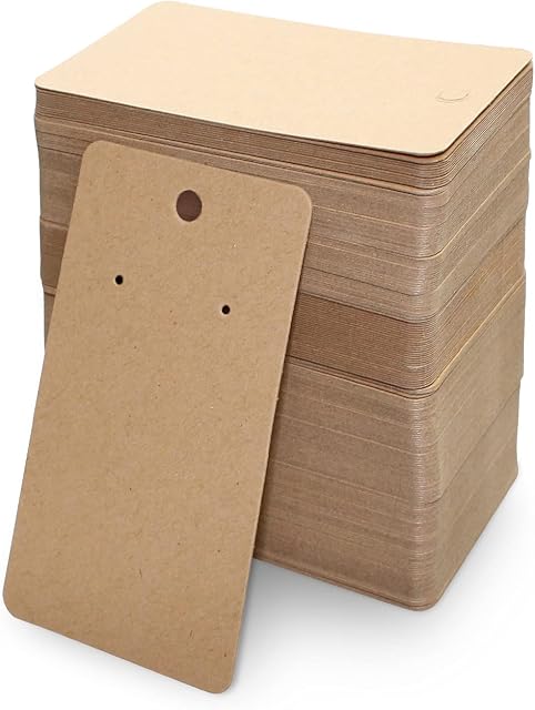 oupados 200 szt. kolczyk karta wystawowa papier kraftowy czysta biżuteria karta wystawowa kolczyk uchwyt karty Kraft 9 x 5 cm do ekspozycji biżuterii (brązowy)