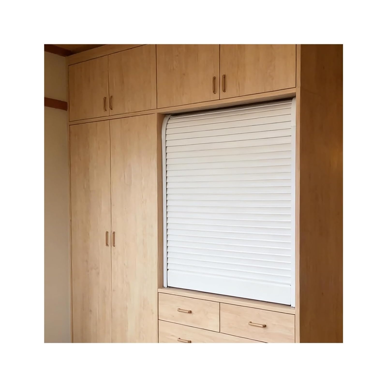 Accordion Folding Door Kit, Retractable Tambour Door Kit with Tracks Handle, ABS, Multiple Sizes, for Storage(32x24in/81x61cm)