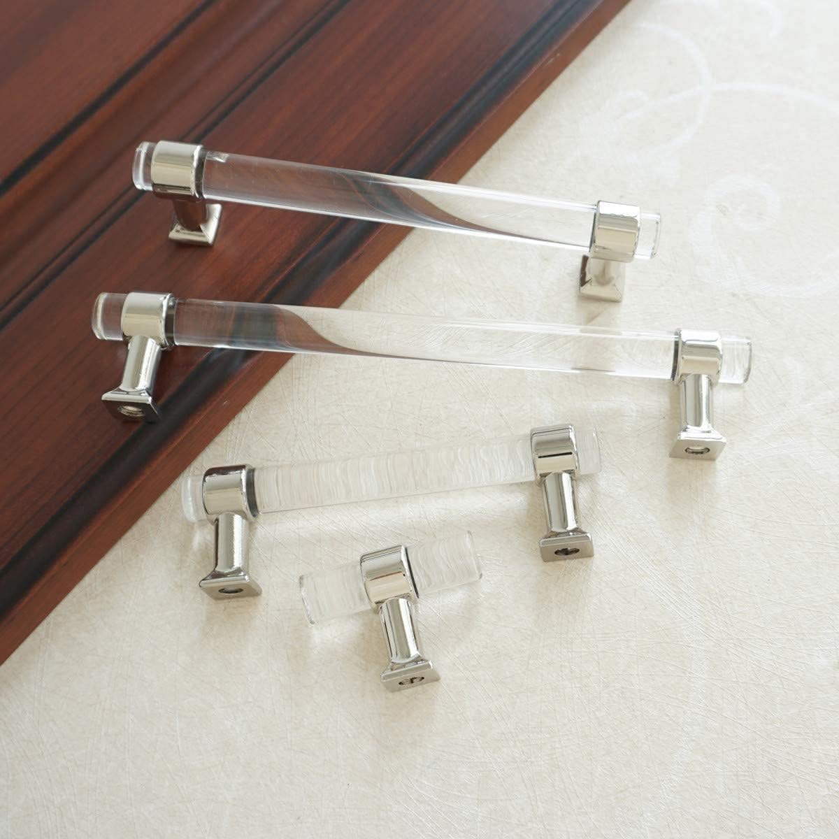 MFYS Clear Acrylic Drawer Pulls Crystal Silver Pulls Handles