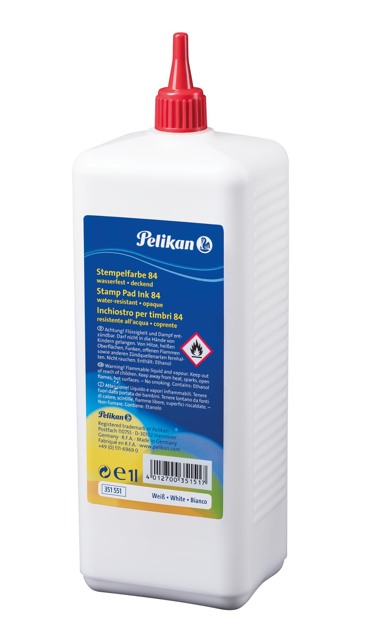 Pelikan Stempelfarbe wasserfest, 1000 ml, 1 Set, weiß