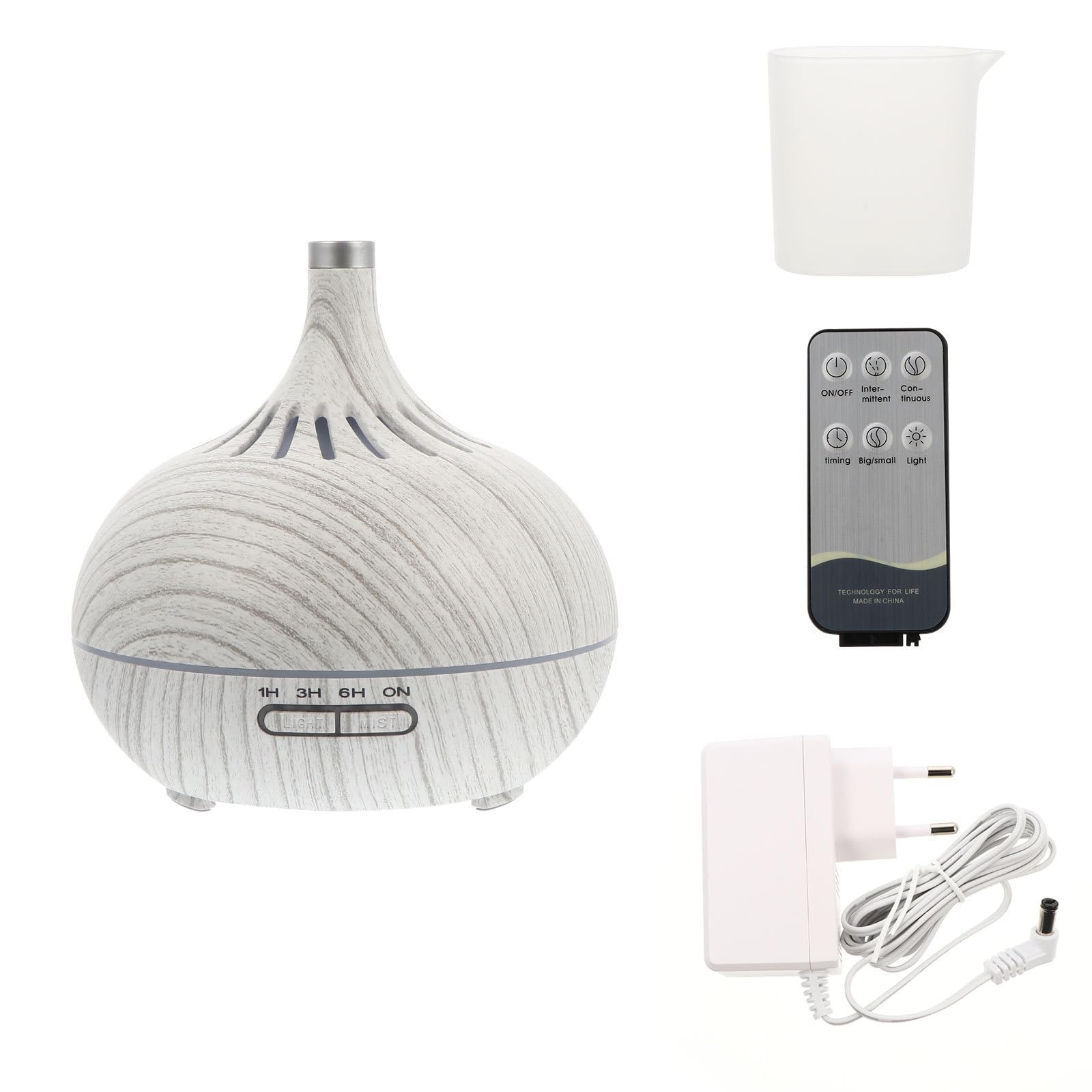 USHOBE Diffuseur D'aromathérapie en Bois Creux 400ml Humidificateur D'arômes et Lumière Changeante pour Chambre, Matériau PP et Abs