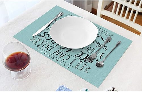 Miniatura 2 de Moslion Manteles individuales con versículos bíblicos con texto en inglés "I Can Do All Things Through Christ Christian Lettering" para mesa de