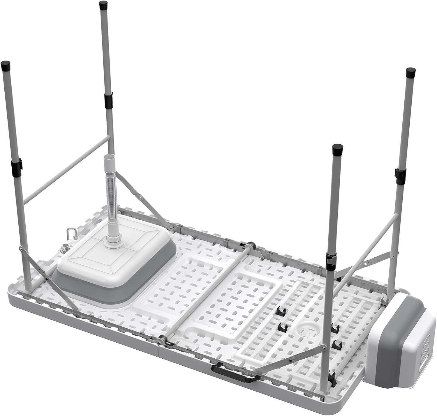 Folding Fish Cleaning Table,Folding Camping Kitchen Table with Sink & Sprayer,Collapsible wash Basin,Outdoor Sink Station with Hose, Camping Sink
