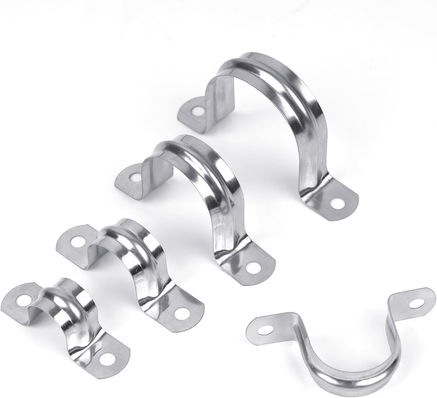 30PCS 3/4 inch Stainless Steel Conduit Clamps, 2 Holes Cable U Bracket Pipe Clamp, Metal U Clamp Strap Tension Clips for Pipe Fixing on Various Surfaces (20mm)