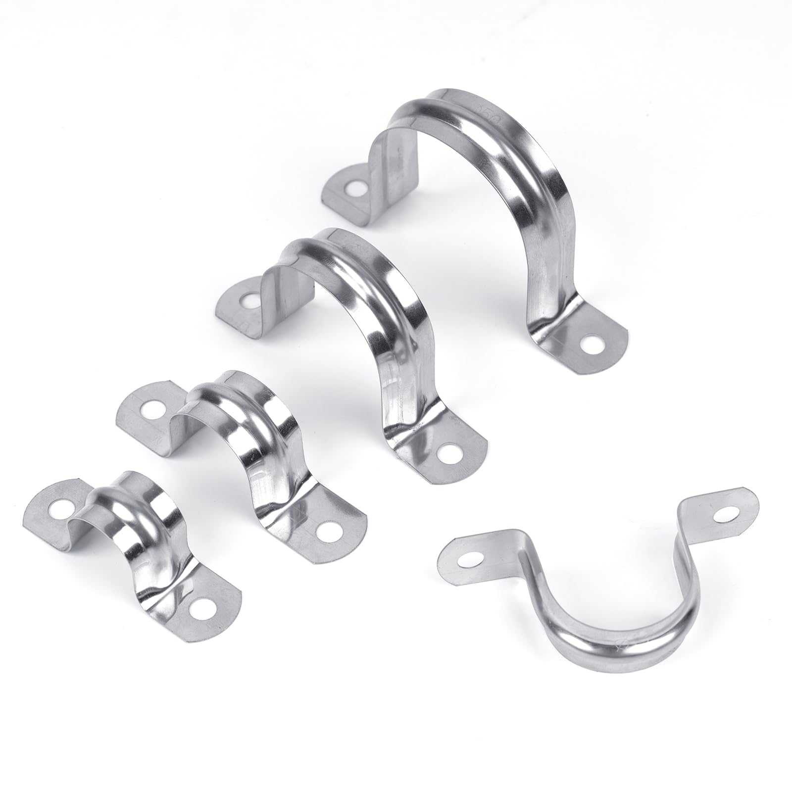 RGFXA 30PCS 1-1/4 inch Stainless Steel Conduit Clamps, 2 Holes Cable U Bracket Pipe Clamp, Metal U Clamp Strap Tension Clips for Pipe Fixing on